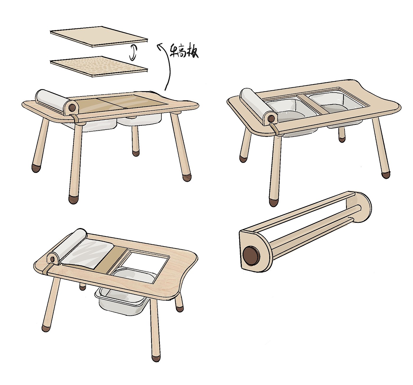 Children's furniture，Solid wood furniture，Designer furniture，Original design，sketch，