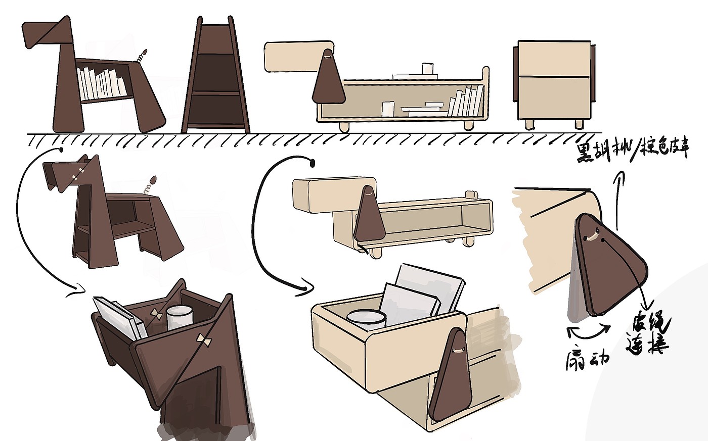 Children's furniture，Solid wood furniture，Designer furniture，Original design，sketch，