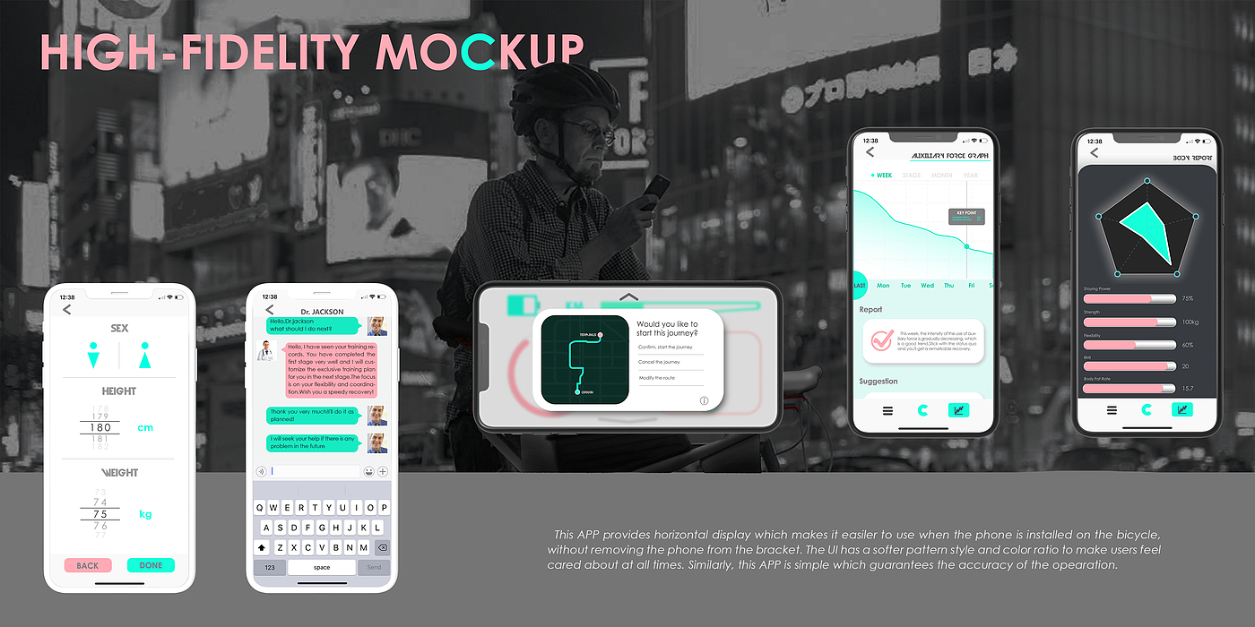 Bicycle，Electric bicycle，app，ui，rehabilitation training，Spinning bike，