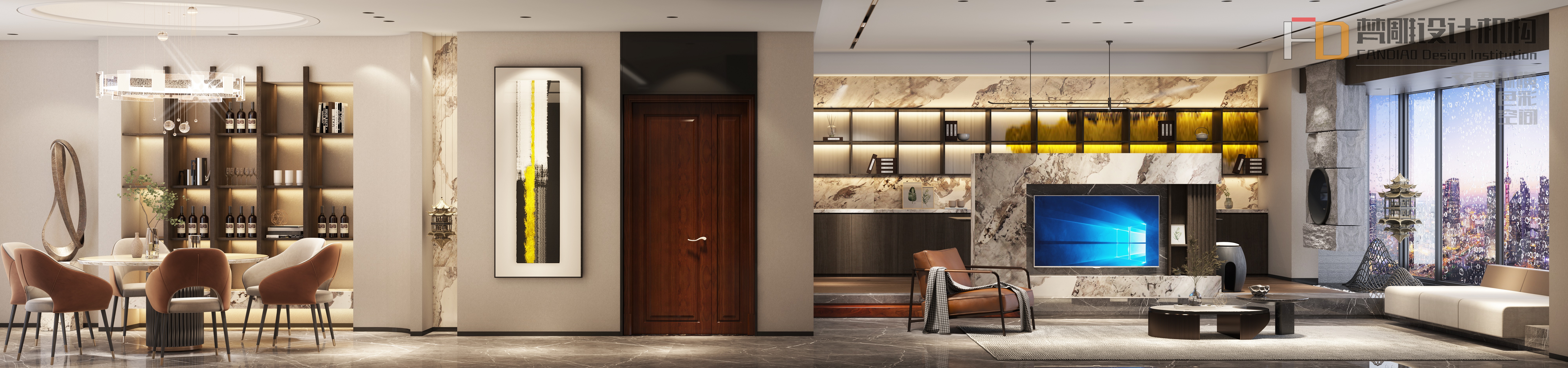 Dark wood, marble, tea art, new Chinese style，Dark wood, marble, tea art，