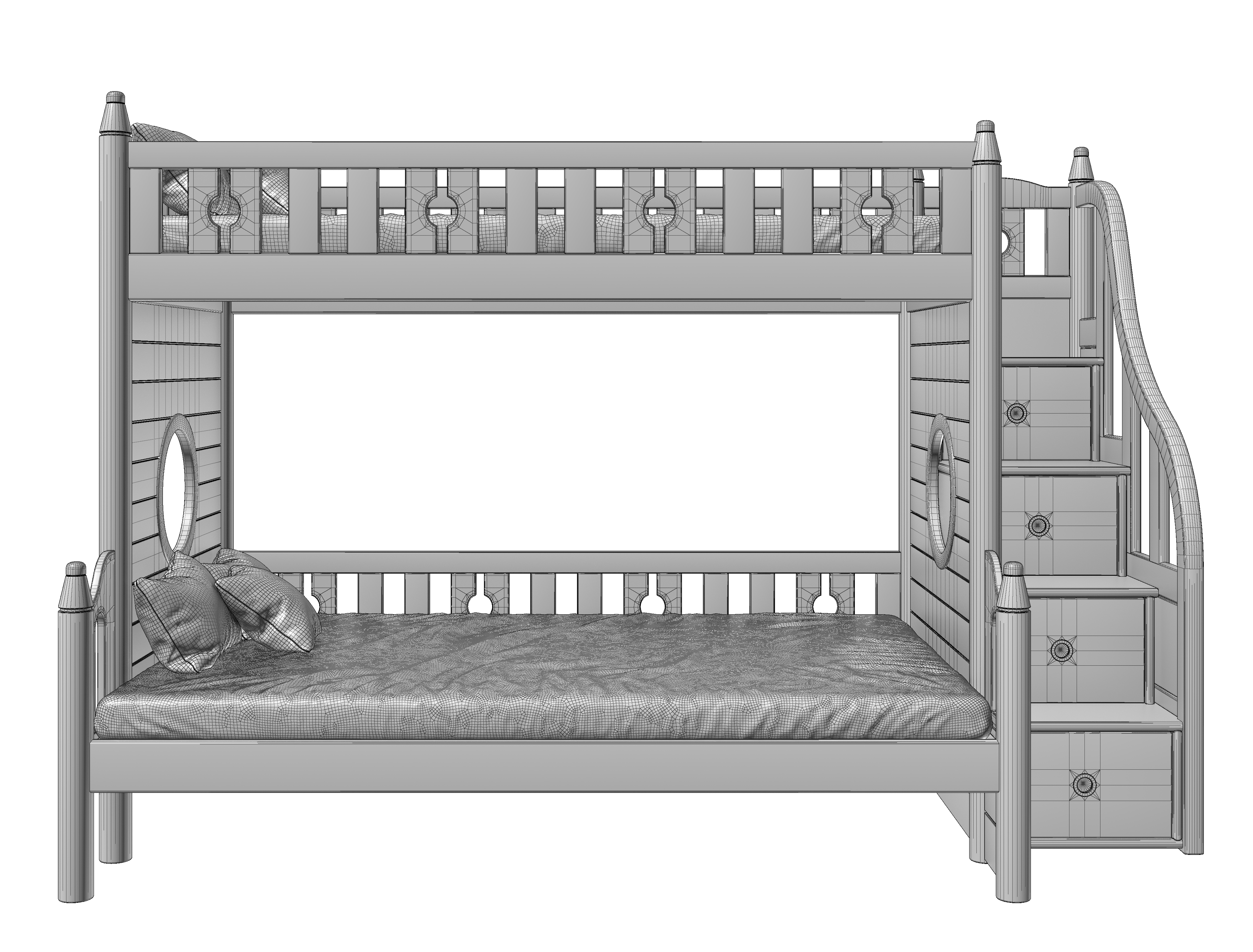 Children's bed modeling tutorial，Children getting in and out of bed，Children's bed，Solid wood bed，Furniture modeling and rendering tutorial，furniture design ，product design，Product modeling，