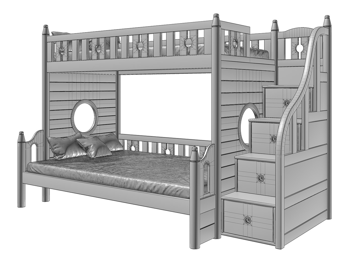 Children's bed modeling tutorial，Children getting in and out of bed，Children's bed，Solid wood bed，Furniture modeling and rendering tutorial，furniture design ，product design，Product modeling，