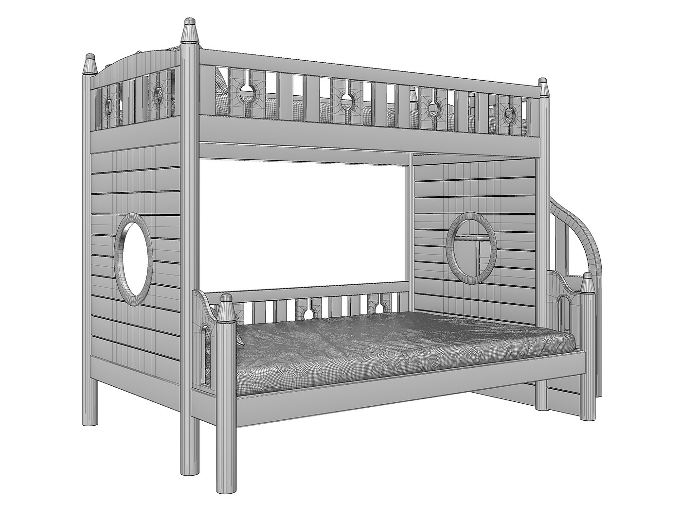 Children's bed modeling tutorial，Children getting in and out of bed，Children's bed，Solid wood bed，Furniture modeling and rendering tutorial，furniture design ，product design，Product modeling，