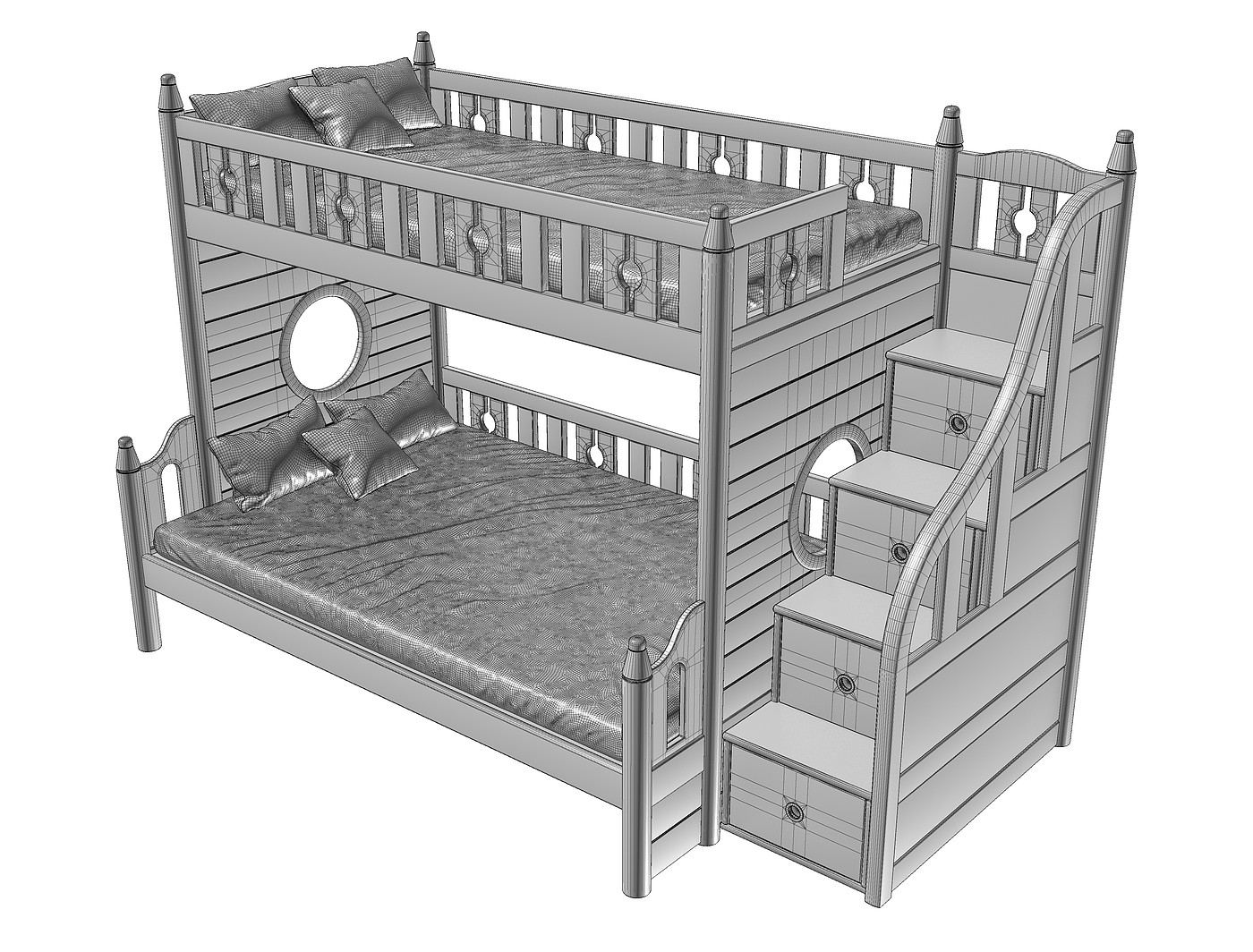 Children's bed modeling tutorial，Children getting in and out of bed，Children's bed，Solid wood bed，Furniture modeling and rendering tutorial，furniture design ，product design，Product modeling，