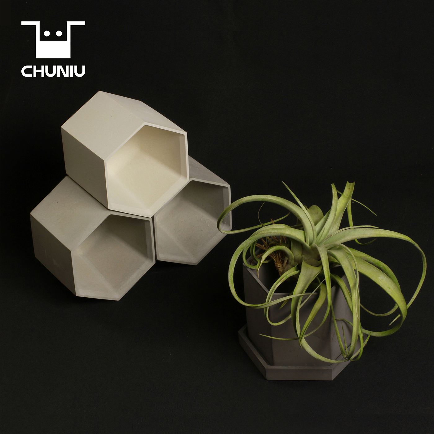 Simple, exquisite and modern creative fair faced concrete flowerpot，