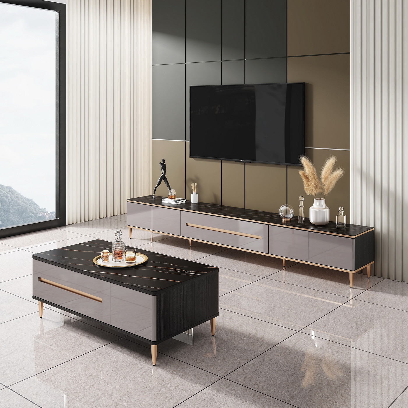 tea table，TV cabinet，Furniture modeling and rendering tutorial，furniture design ，Furniture animation，product design，Product animation，Product modeling，
