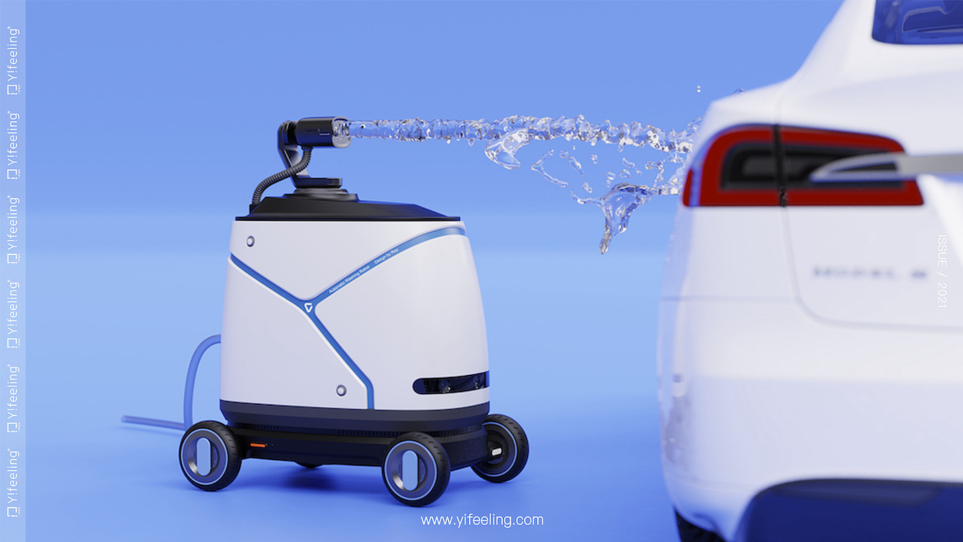 product design，industrial design，sample reels，Keyshot rendering，robot，Car washing robot，Postgraduate entrance examination retest，