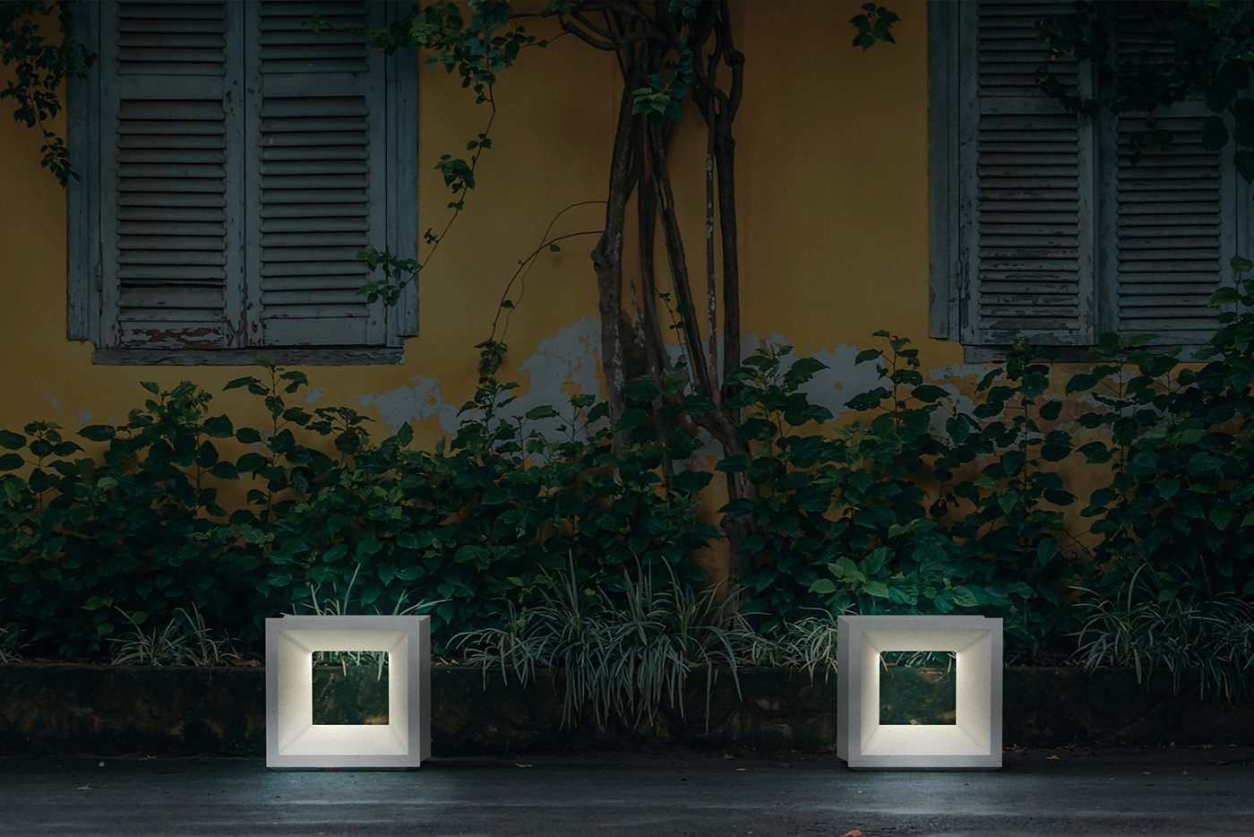 bench，city，lighting，concrete，