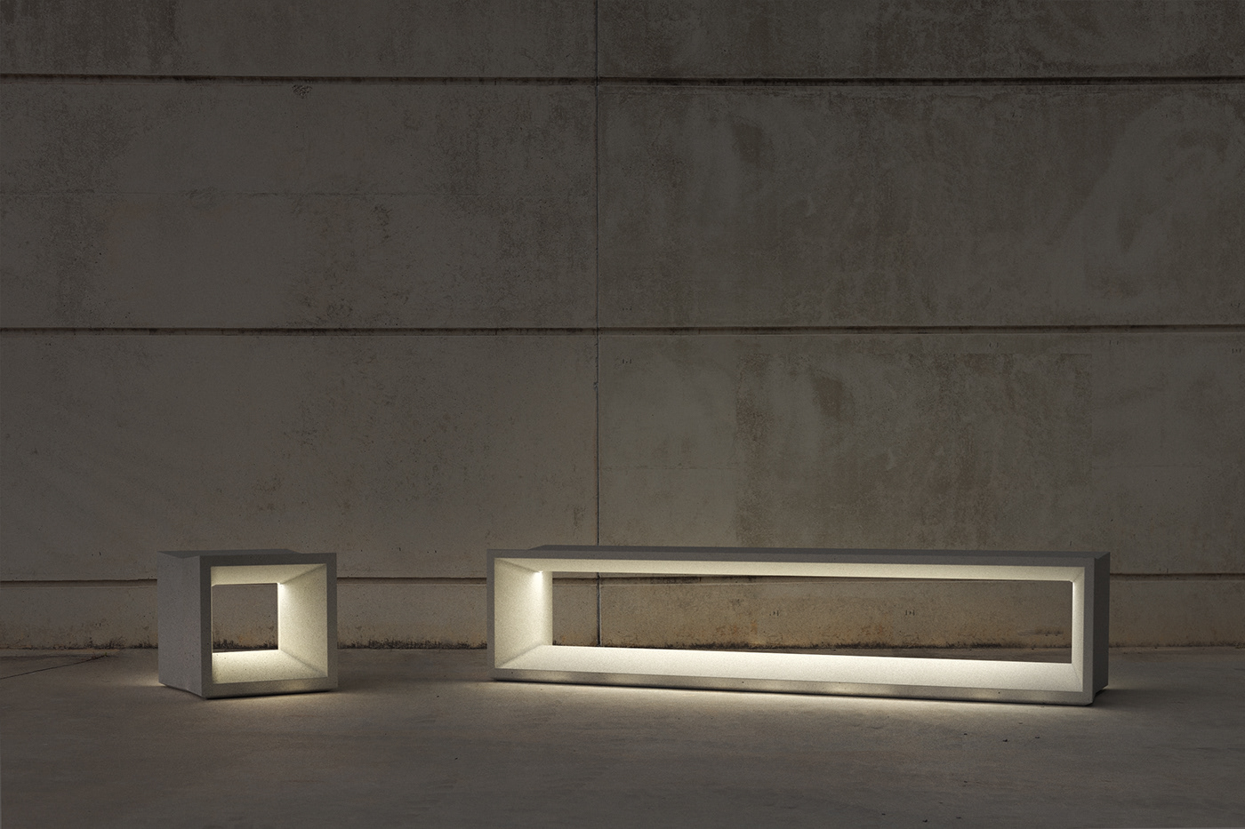 bench，city，lighting，concrete，