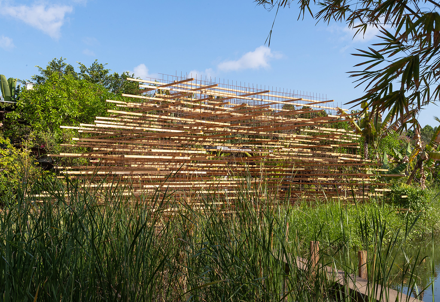 建筑，木条，稻草，展馆，