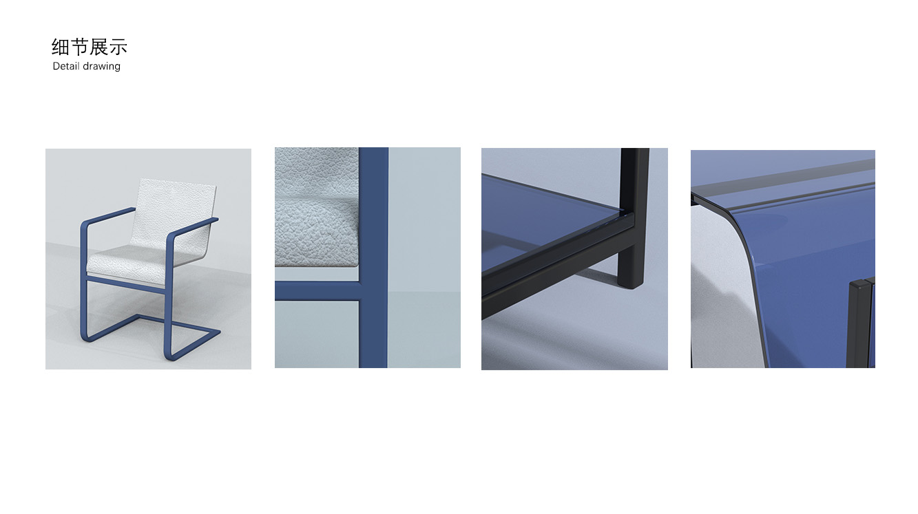 Tables and chairs，Matching，modern，Simplicity，Study，texture of material，transparent，wave，