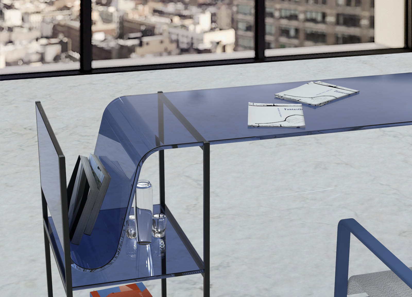 Tables and chairs，Matching，modern，Simplicity，Study，texture of material，transparent，wave，