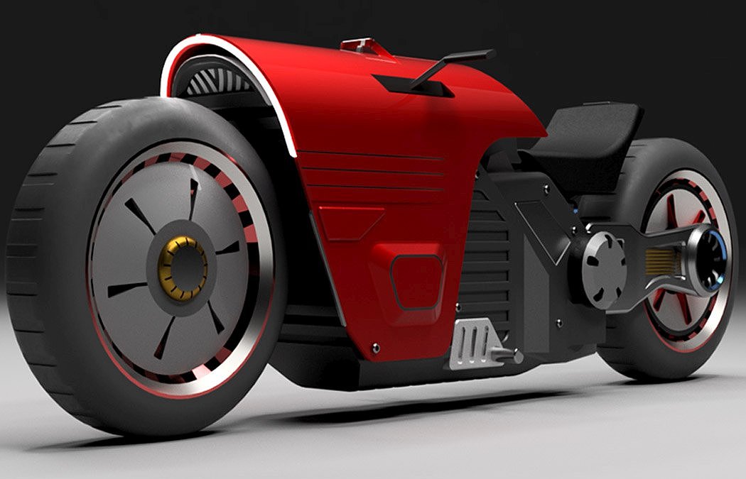 Electric bicycle，science fiction，future，Shuvoneel Chakrabor，gules，