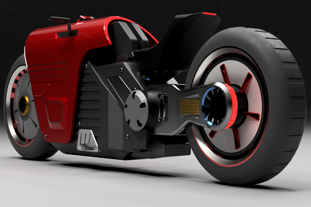 Electric bicycle，science fiction，future，Shuvoneel Chakrabor，gules，