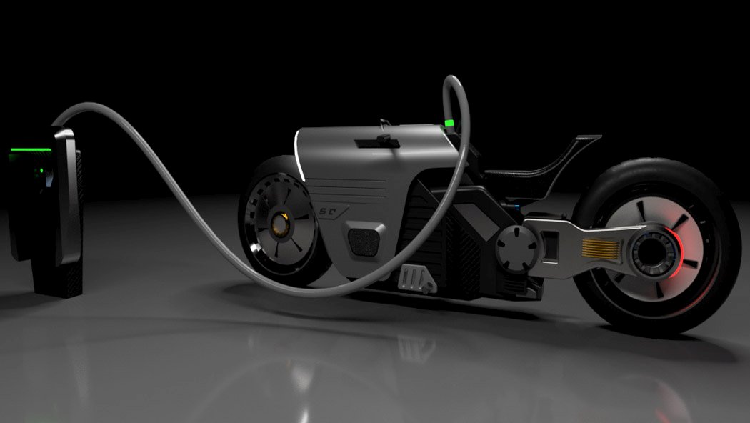 Electric bicycle，science fiction，future，Shuvoneel Chakrabor，gules，