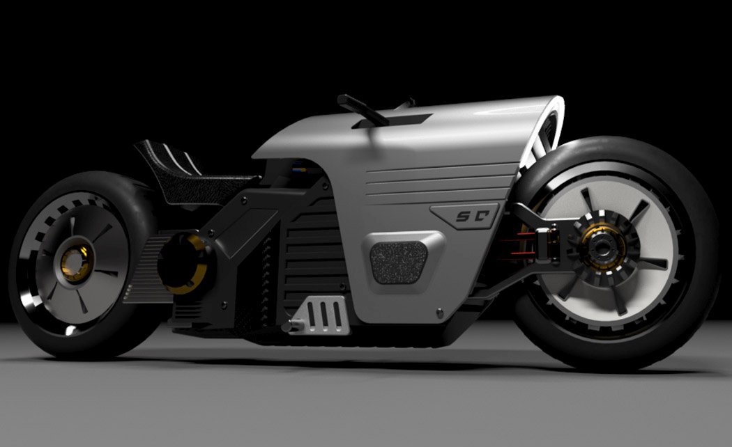 Electric bicycle，science fiction，future，Shuvoneel Chakrabor，gules，