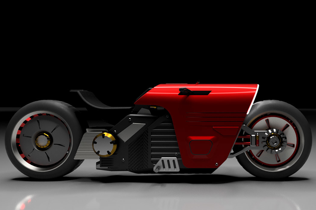 Electric bicycle，science fiction，future，Shuvoneel Chakrabor，gules，