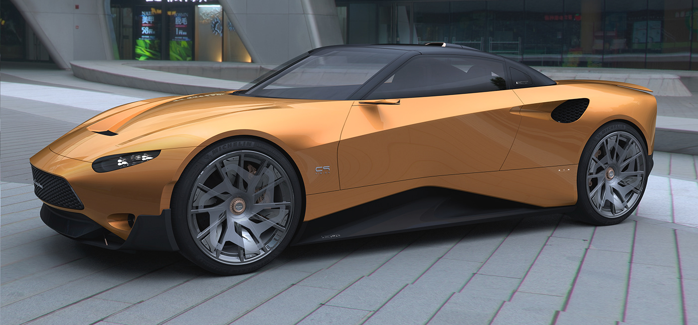 Spyker c9-v series，automobile，design sketch，