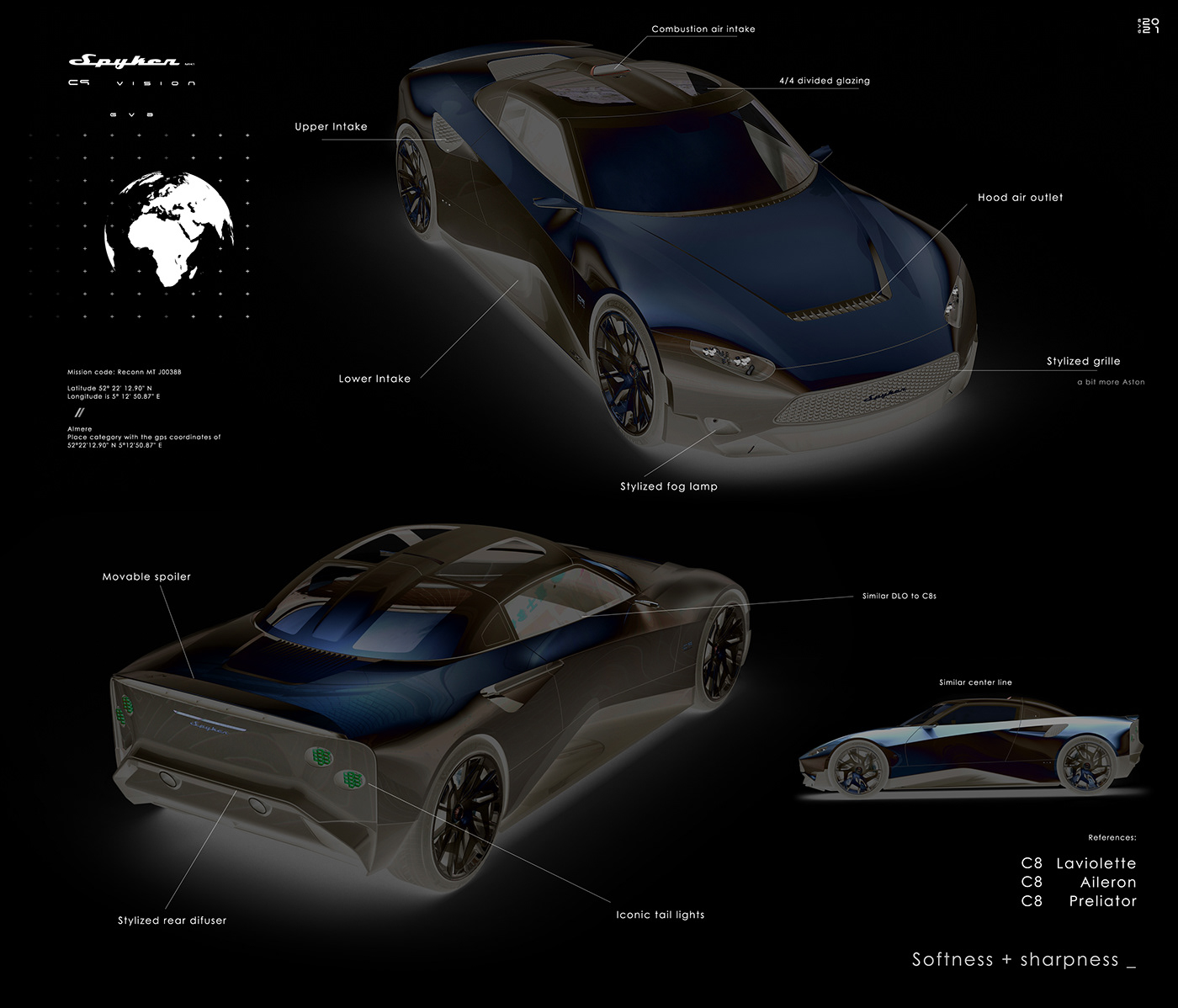 Spyker c9-v series，automobile，design sketch，
