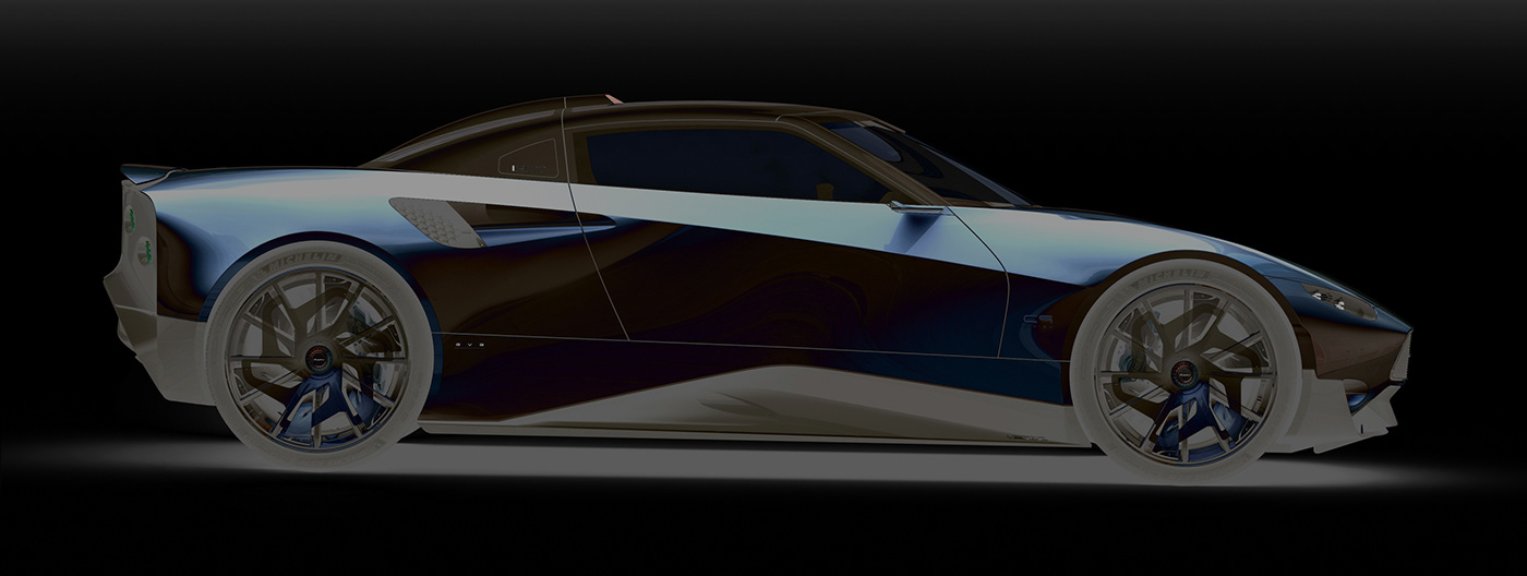 Spyker c9-v series，automobile，design sketch，