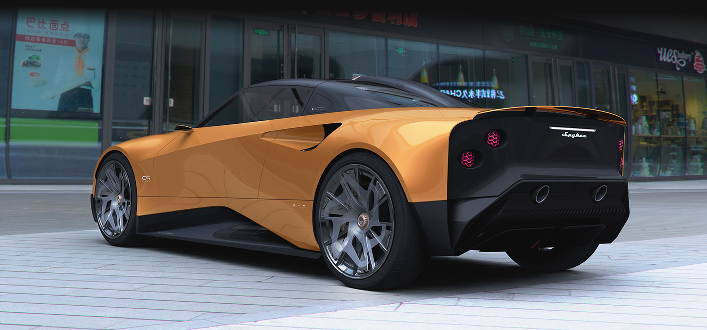 Spyker c9-v series，automobile，design sketch，
