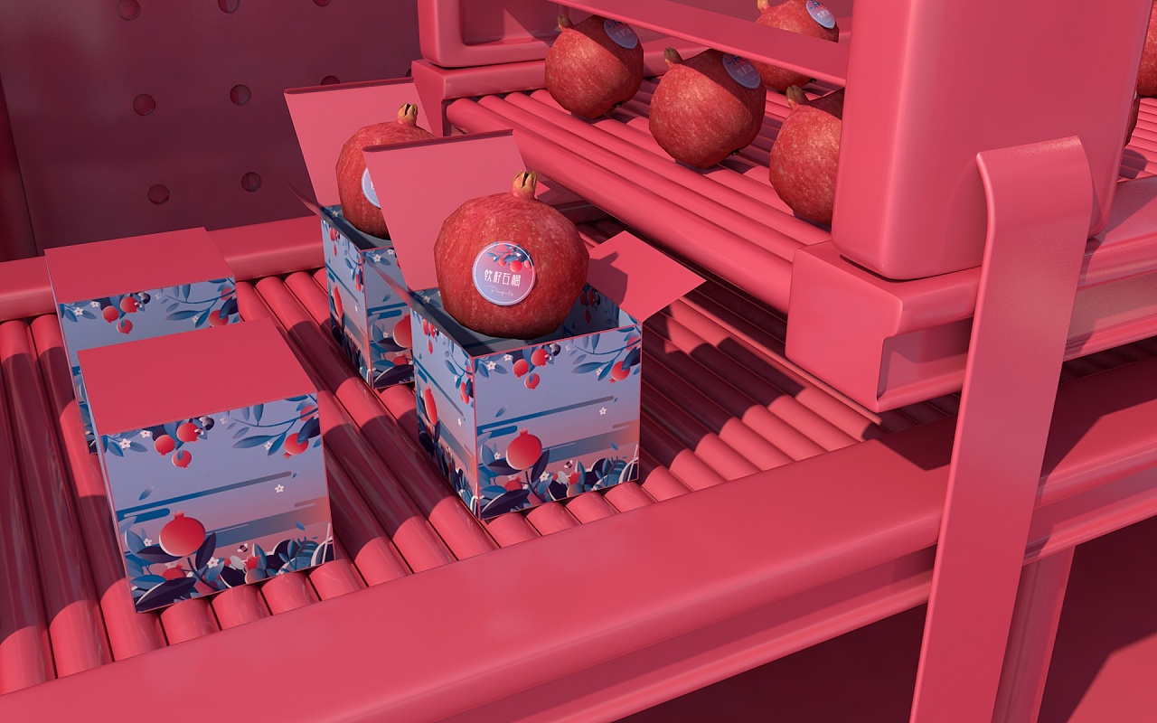 packing design，Fruit packaging，Pomegranate packaging，Gift box design，Food packaging，Fruit gift box，Green pomelo design，Tunisian soft seed pomegranate，