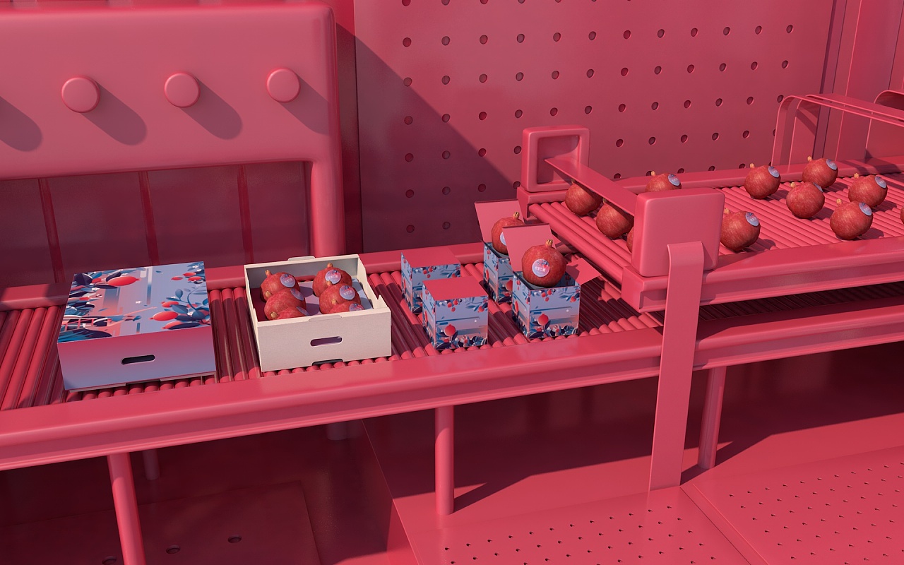 packing design，Fruit packaging，Pomegranate packaging，Gift box design，Food packaging，Fruit gift box，Green pomelo design，Tunisian soft seed pomegranate，