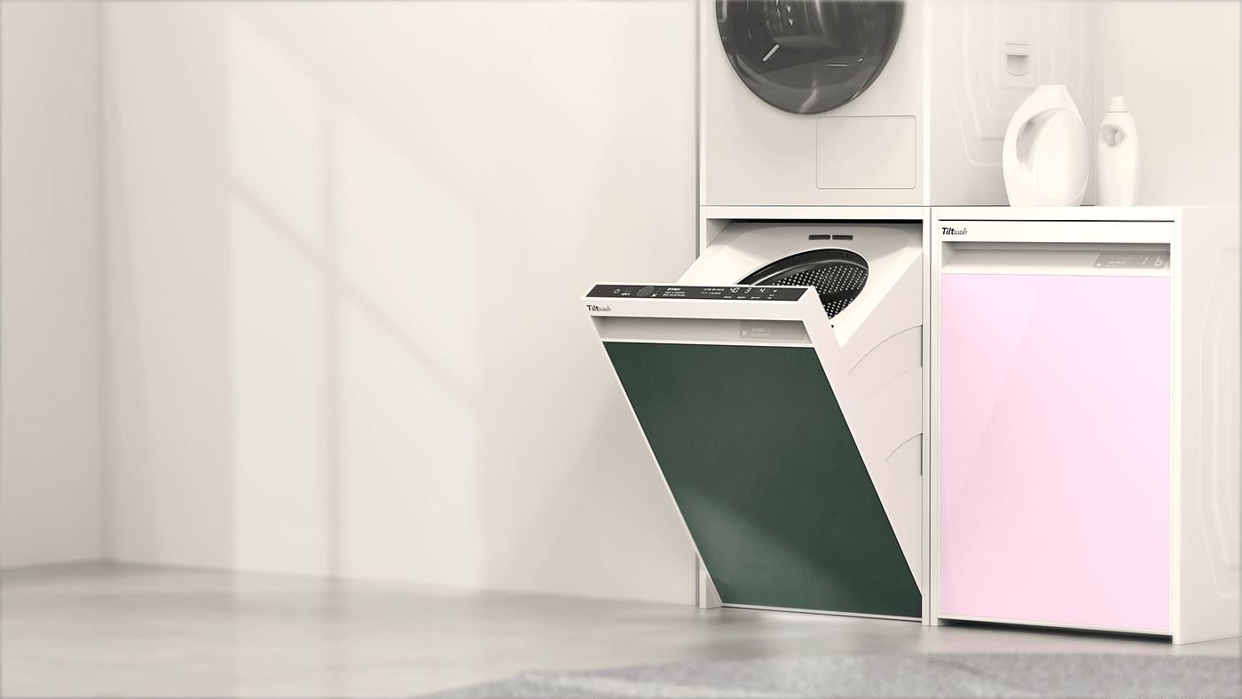 洗衣机，自由安装，HYUN YEOL SHIN，倾斜洗衣机，白色，