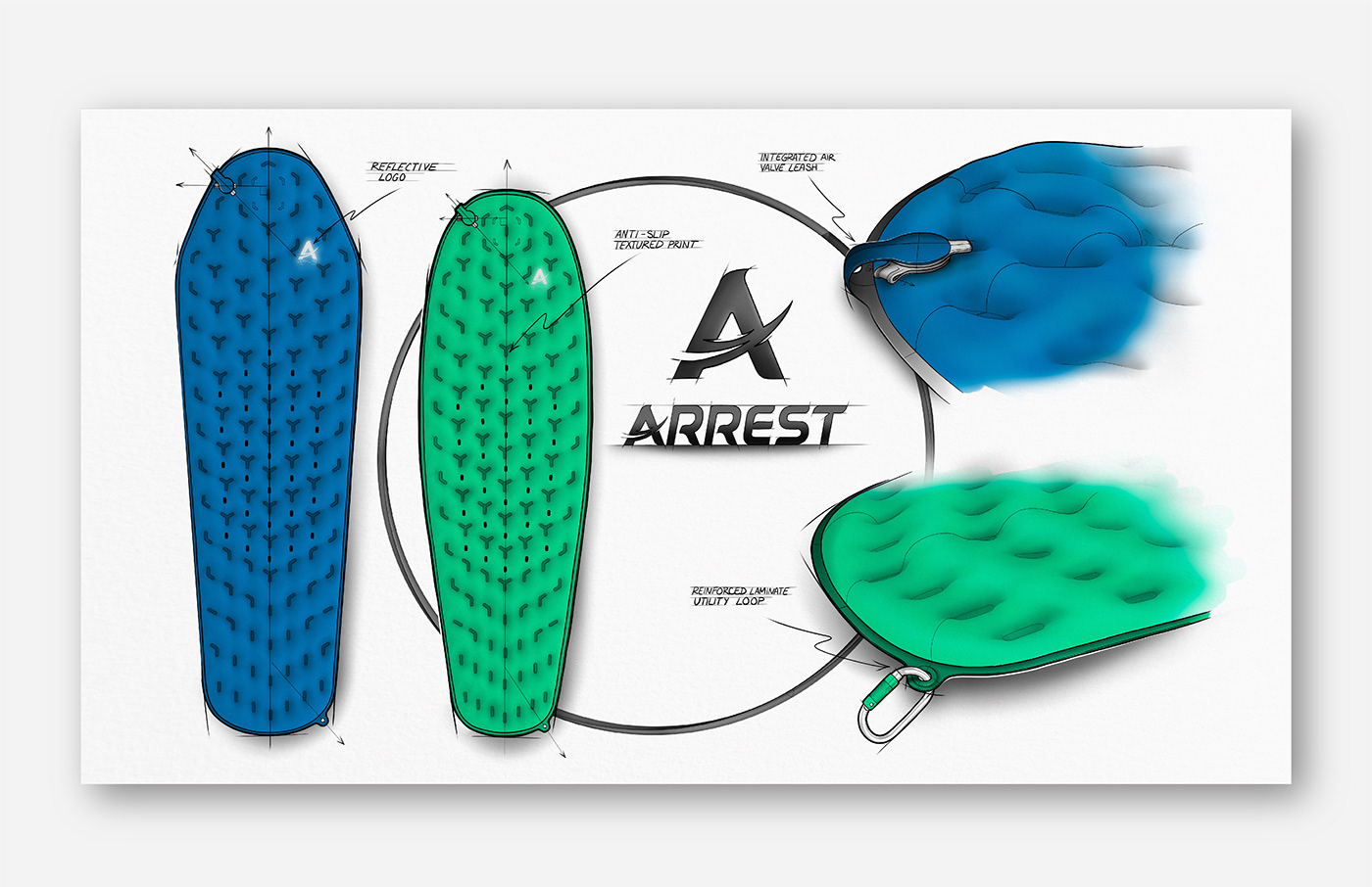 Arrest Air，Inflatable mattress，Outdoor equipment，industrial design，