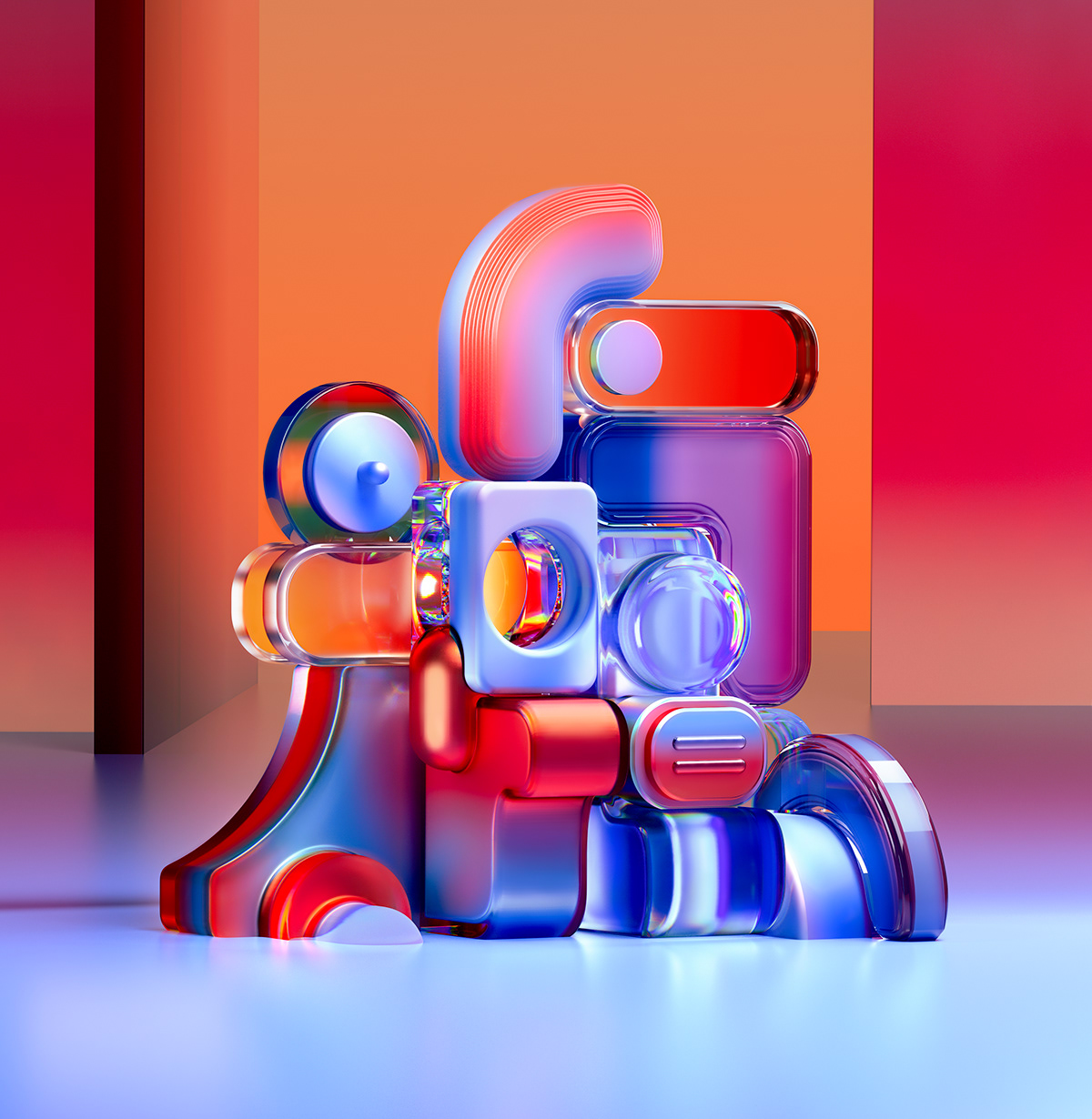 Rob Ju árez，Artwork，Glass products，Color art，