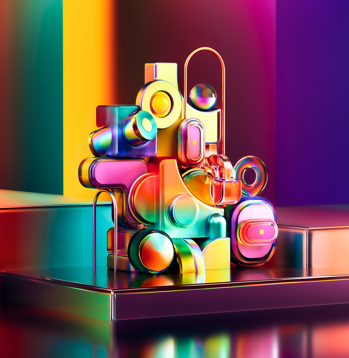 Rob Ju árez，Artwork，Glass products，Color art，