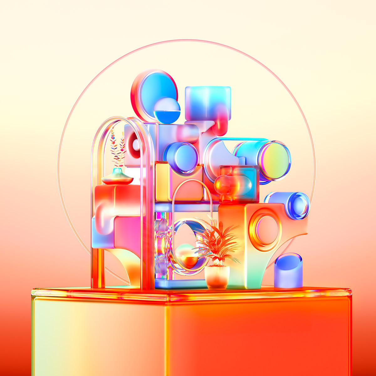 Rob Ju árez，Artwork，Glass products，Color art，