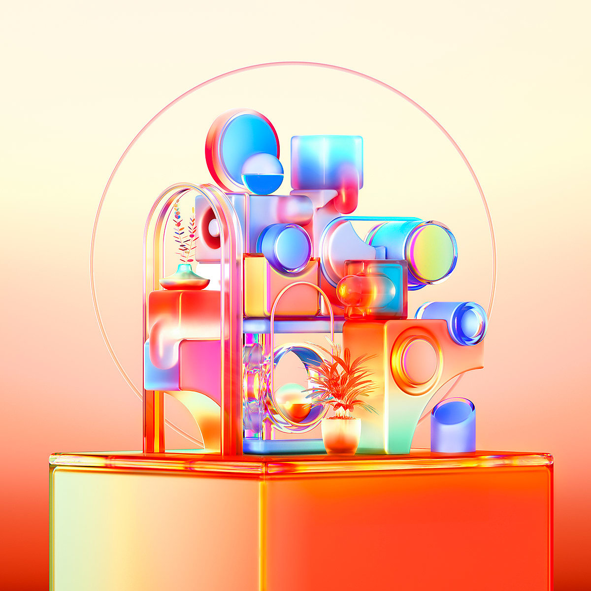 Rob Ju árez，Artwork，Glass products，Color art，