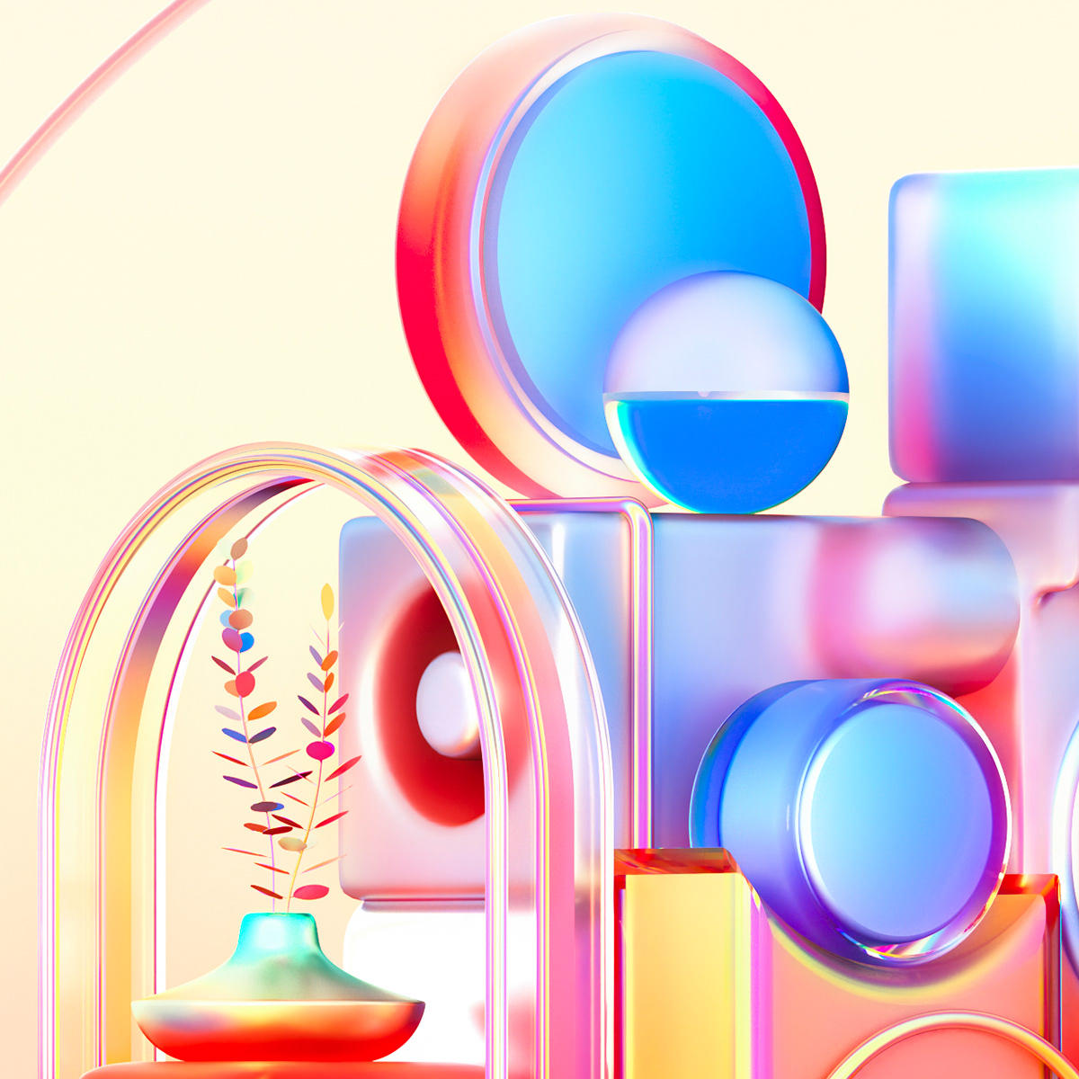 Rob Ju árez，Artwork，Glass products，Color art，