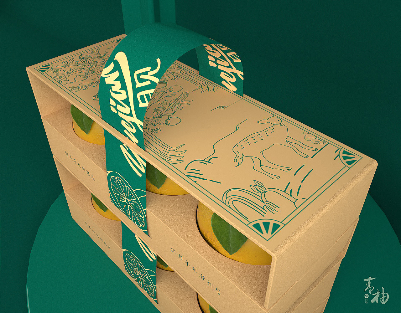 packing design，Grapefruit packaging，Fruit packaging，Food packaging，Appearance design，Fruit gift box design，Green pomelo design，Gift box packaging design，