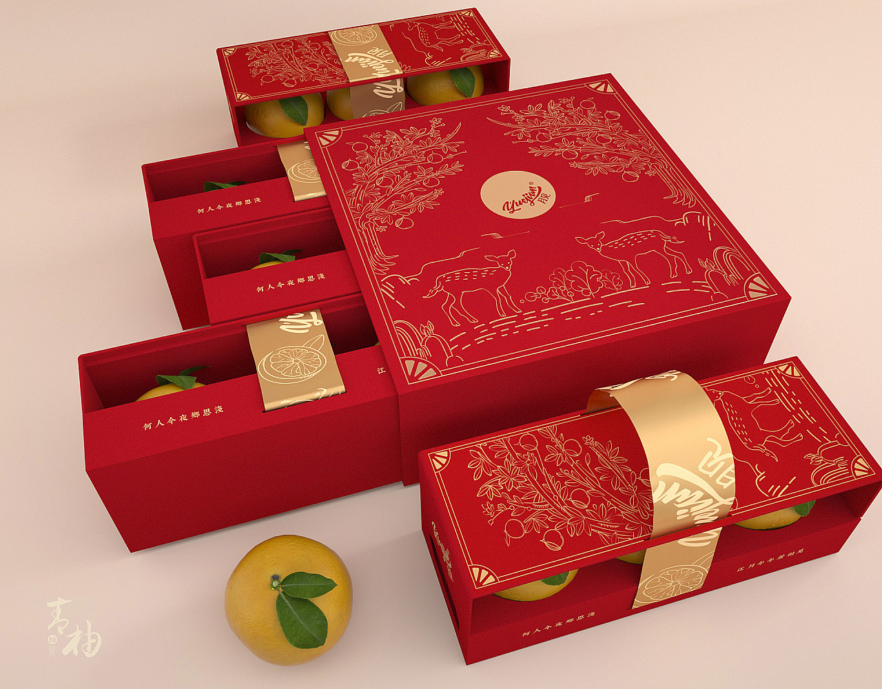 packing design，Grapefruit packaging，Fruit packaging，Food packaging，Appearance design，Fruit gift box design，Green pomelo design，Gift box packaging design，
