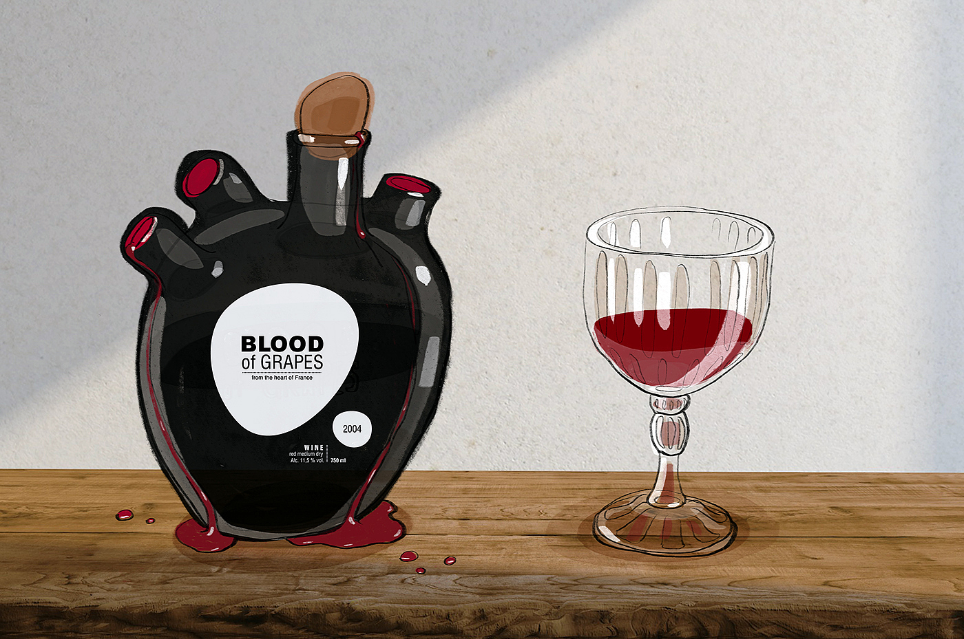 Heart，The wine bottle，Wine vessel，red wine，