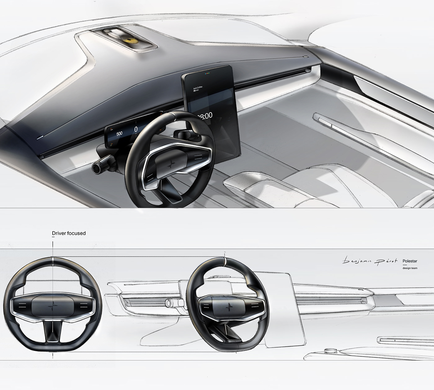 Polestar Precept Int，automobile，Hand drawn，Interior design，