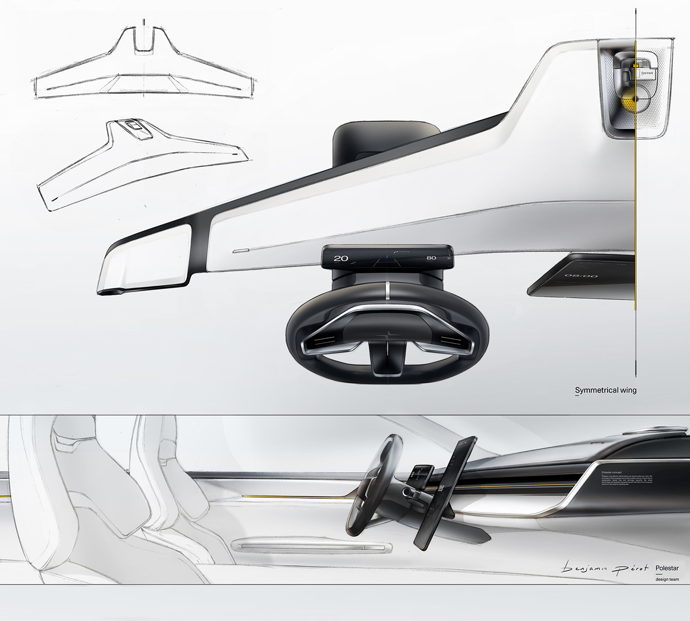 Polestar Precept Int，automobile，Hand drawn，Interior design，