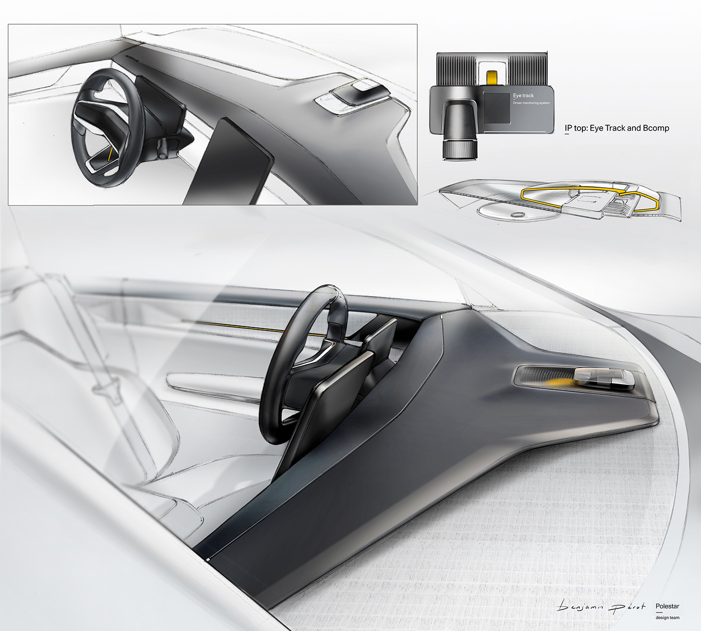 Polestar Precept Int，automobile，Hand drawn，Interior design，