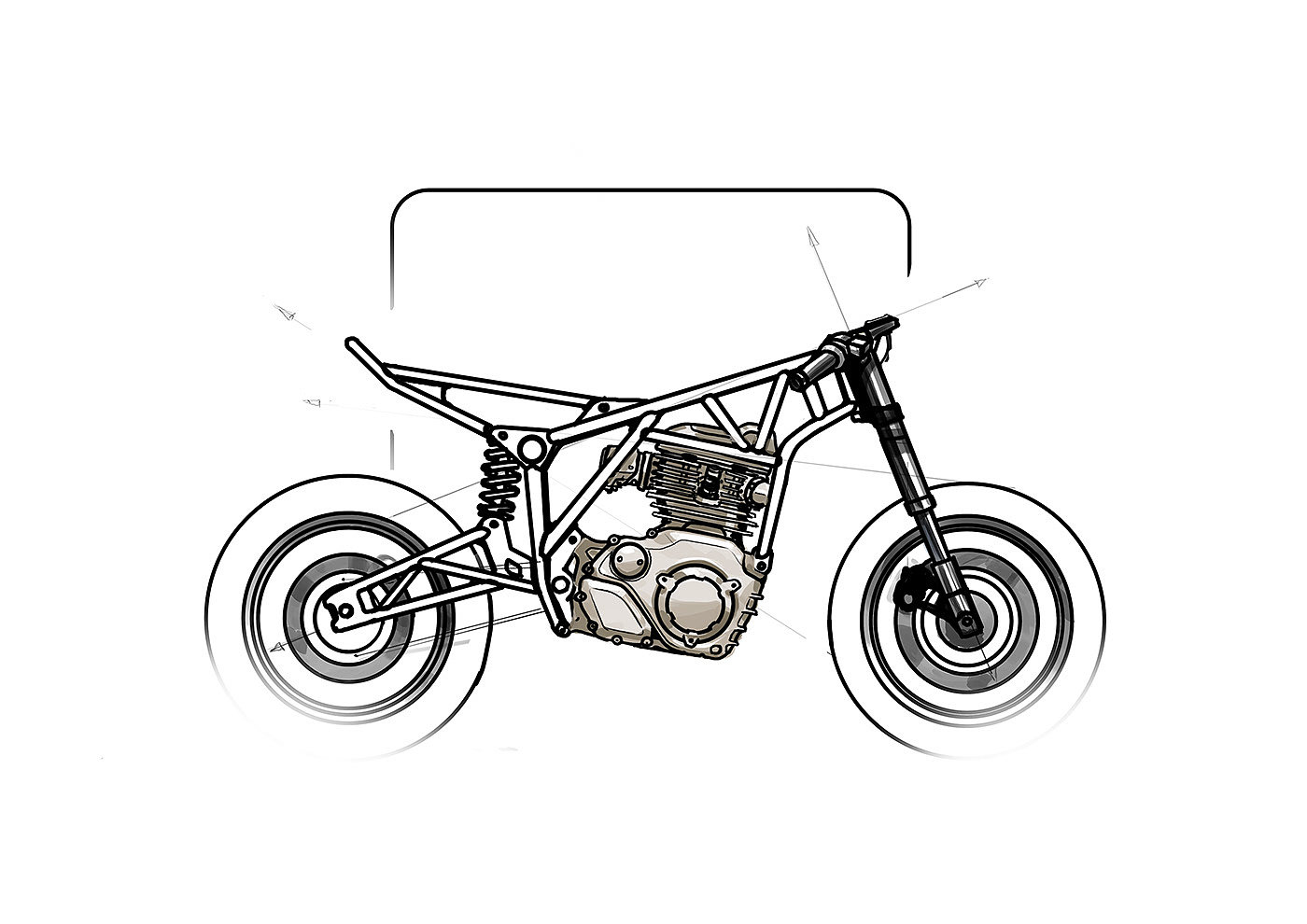 Hand drawn，motorcycle，Hypershell Twin，Render，