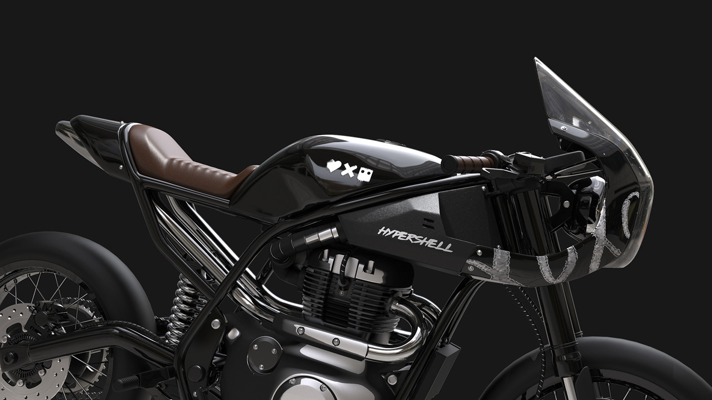 Hand drawn，motorcycle，Hypershell Twin，Render，
