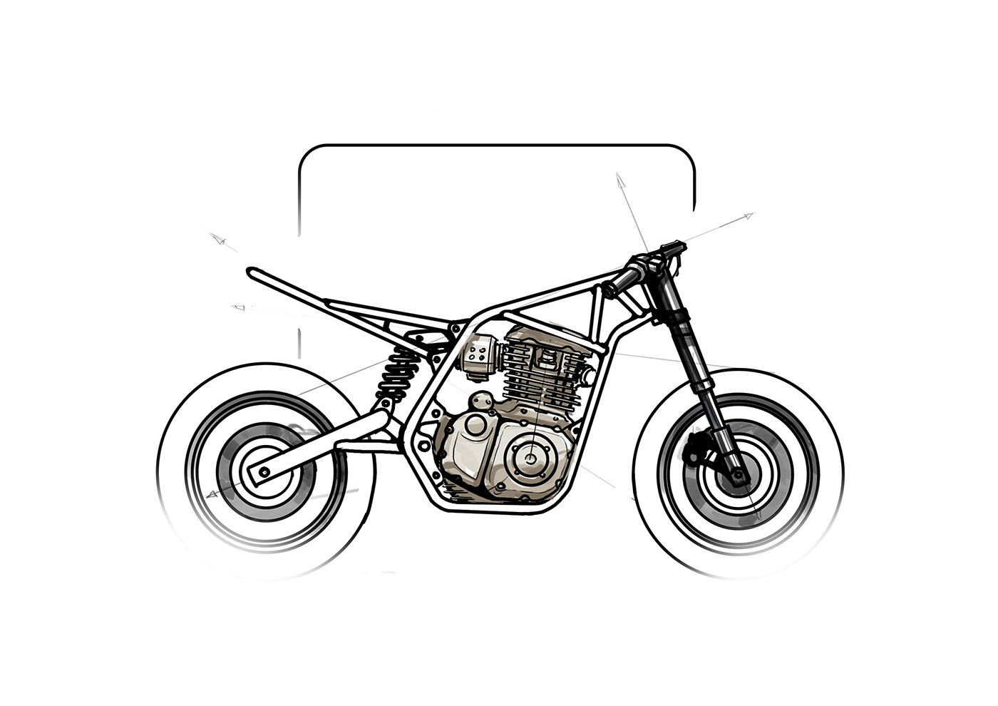 Hand drawn，motorcycle，Hypershell Twin，Render，