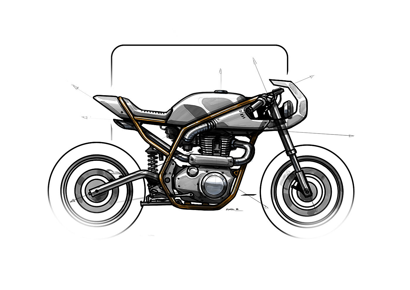 手绘，摩托车，Hypershell Twin，渲染，
