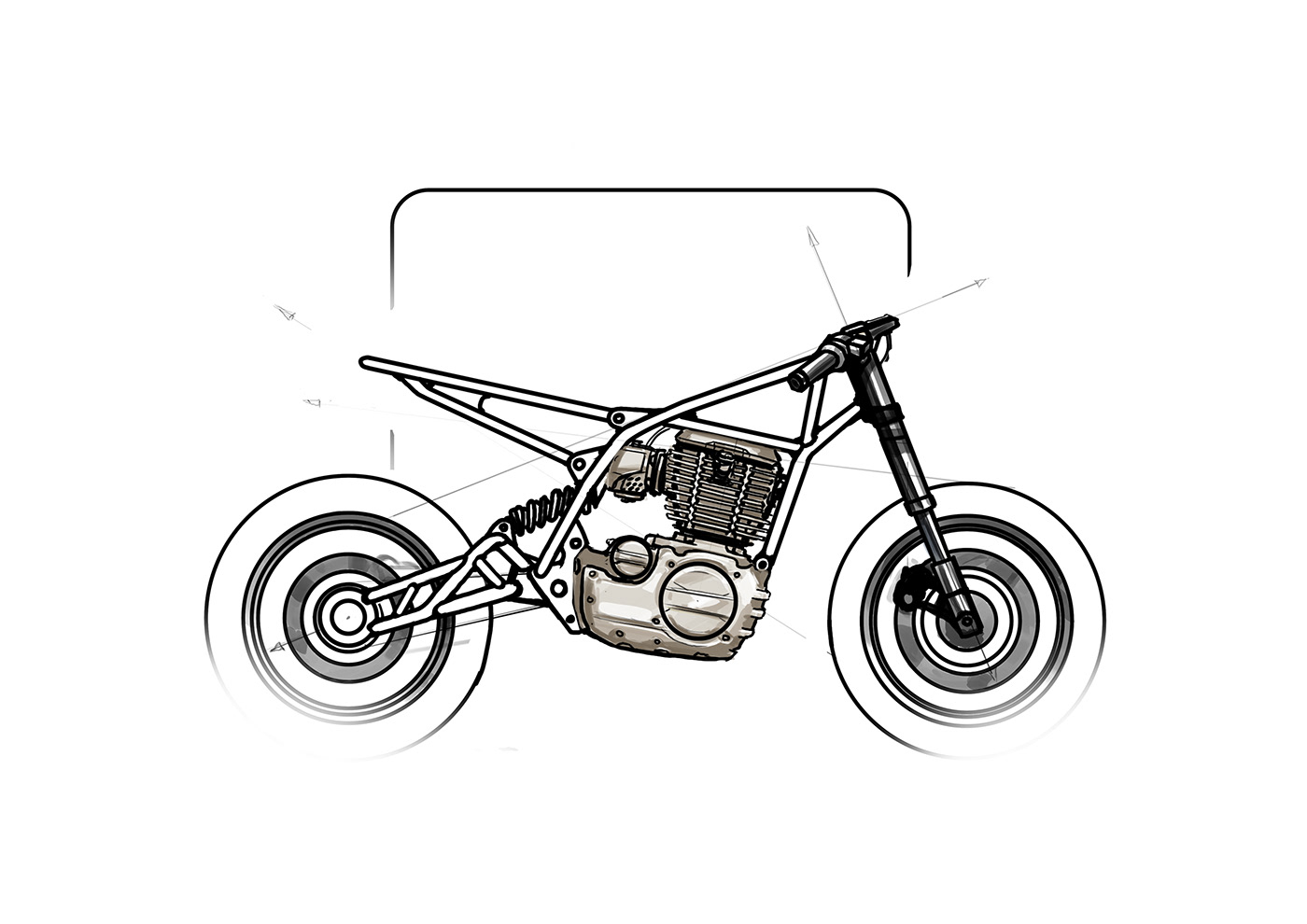 Hand drawn，motorcycle，Hypershell Twin，Render，