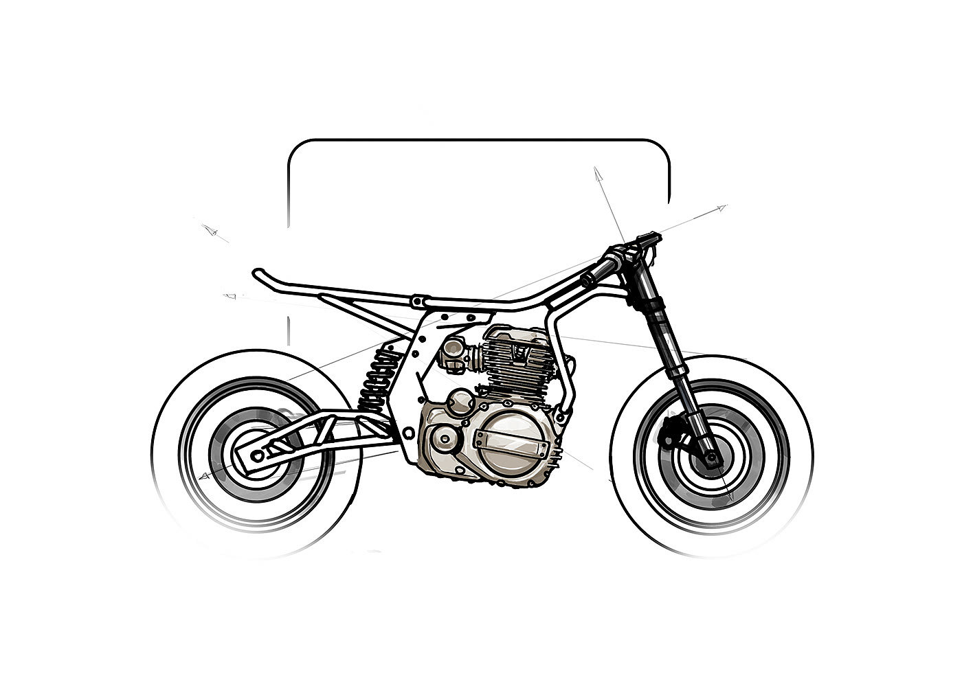 Hand drawn，motorcycle，Hypershell Twin，Render，