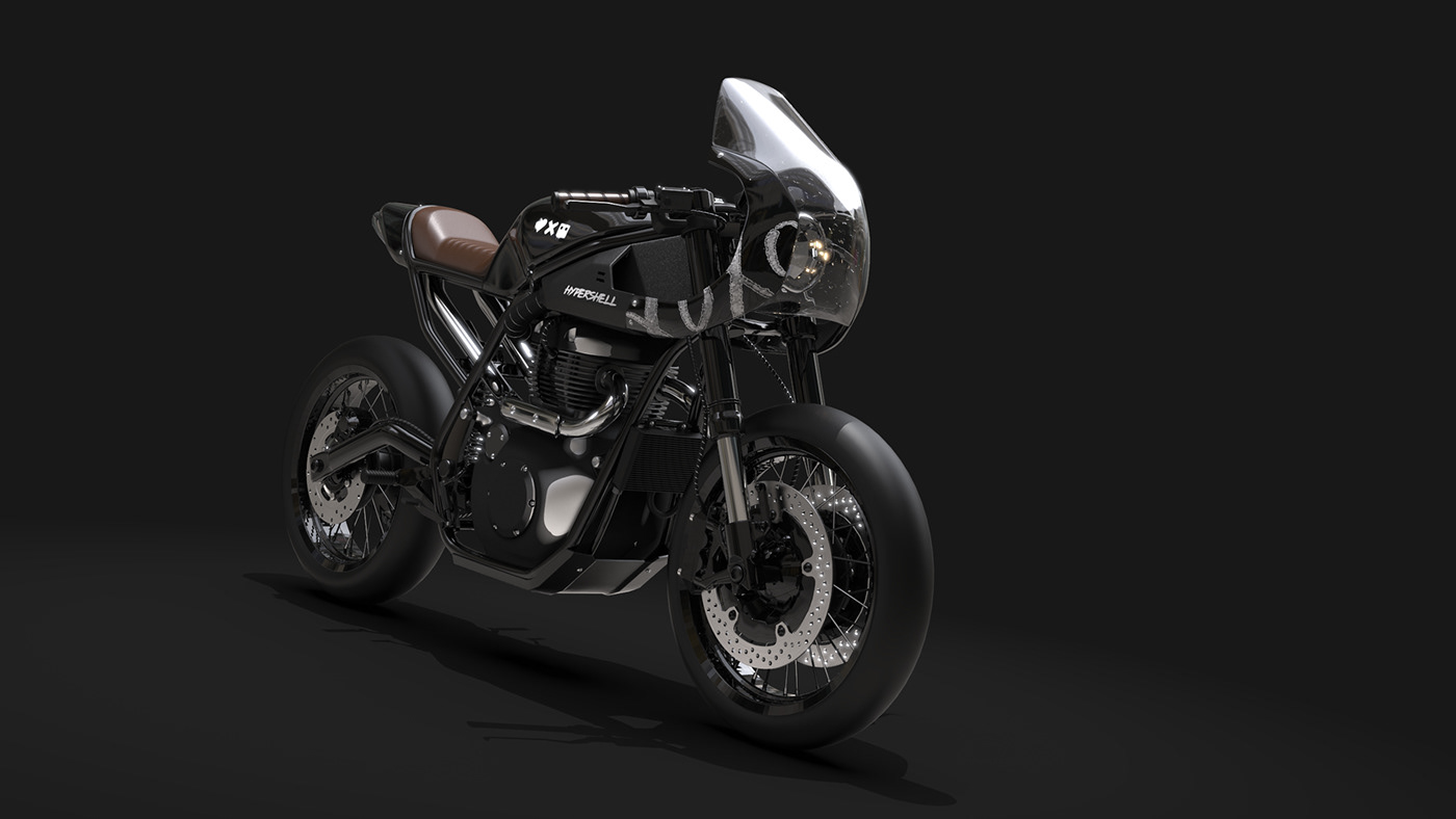Hand drawn，motorcycle，Hypershell Twin，Render，