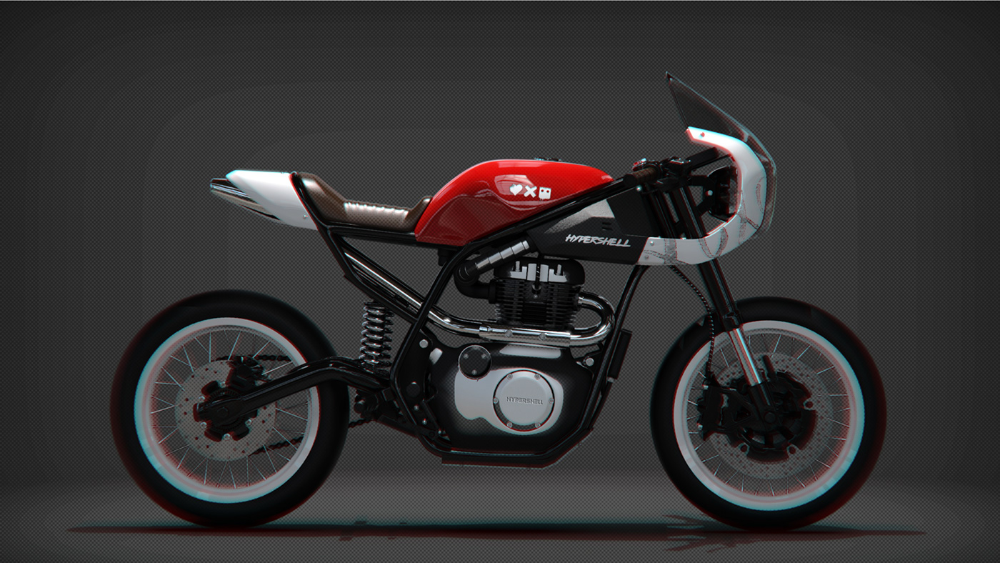 Hand drawn，motorcycle，Hypershell Twin，Render，