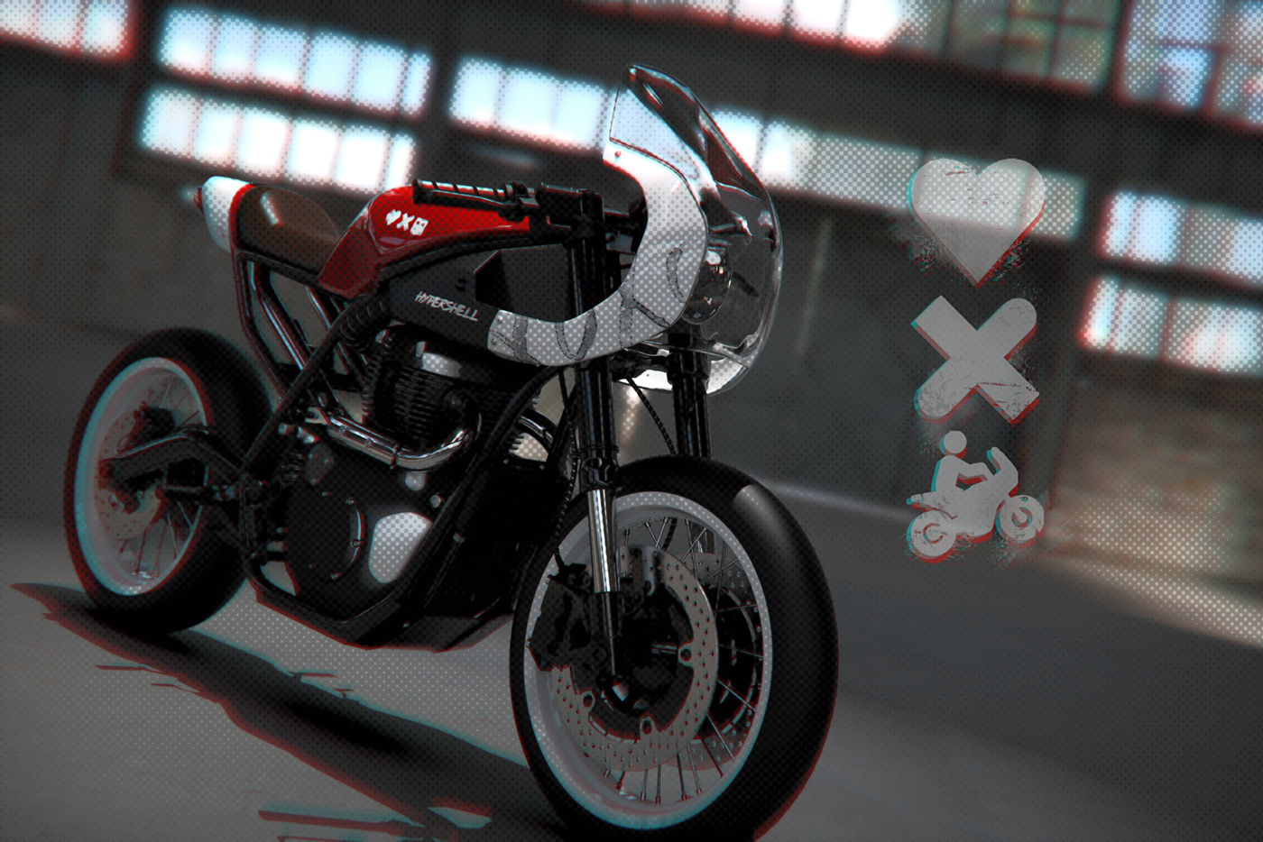 Hand drawn，motorcycle，Hypershell Twin，Render，