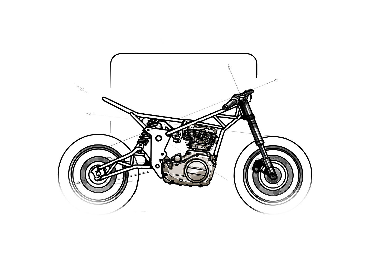 Hand drawn，motorcycle，Hypershell Twin，Render，